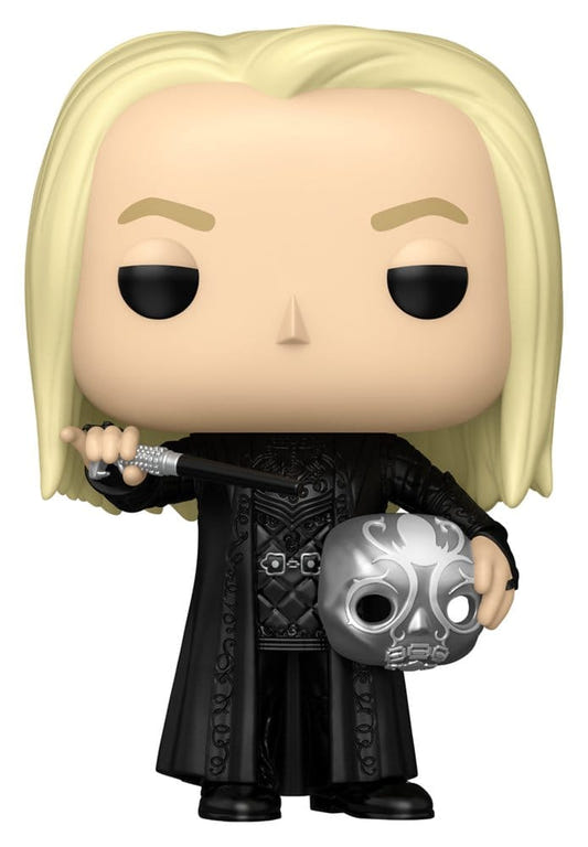 Funko Pop! Movies Lucius Malfoy with long blond hair, wand and Death Eater mask, Harry Potter
