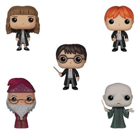 Funko Harry Potter POP! Hermione, Ron, Harry, Dumbledore and Voldemort figures out of box