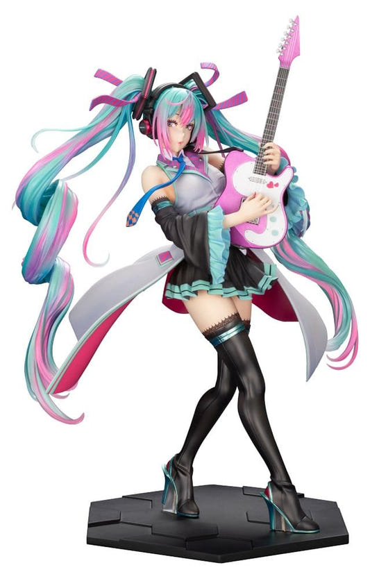 Kotobukiya Bishoujo ReMIX Hatsune Miku 1/7 figure playing pink guitar on hexagonal base