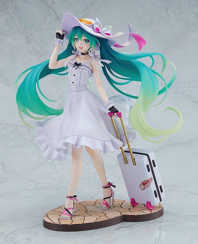 Racing Miku 2021: Private Ver. 1/7 scale figure front view on its cobblestone base
