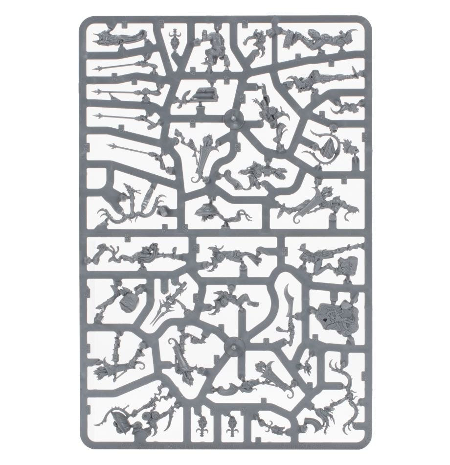 Hedonites of Slaanesh Blissbarb Archers unpainted plastic sprue, frame 2 of 2