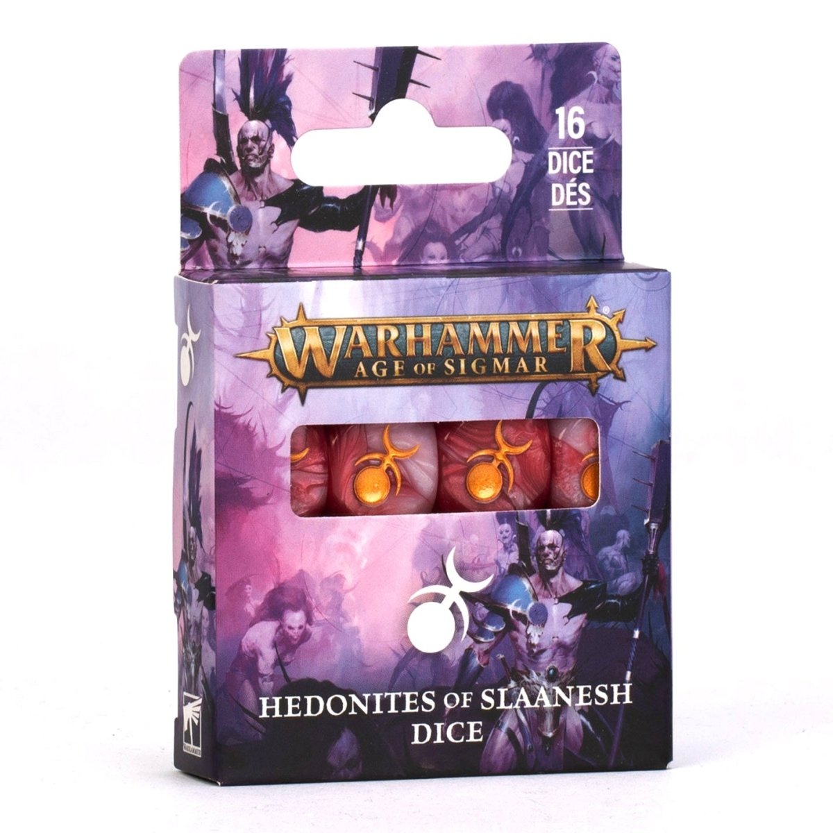Warhammer Age of Sigmar dice set packaging on a white background