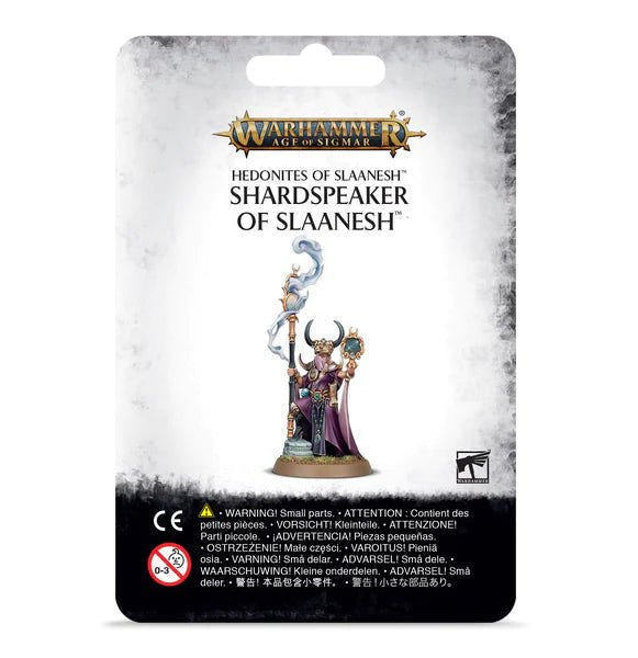 Games Workshop Hedonites of Slaanesh Shardspeaker of Slaanesh blister pack with the painted model