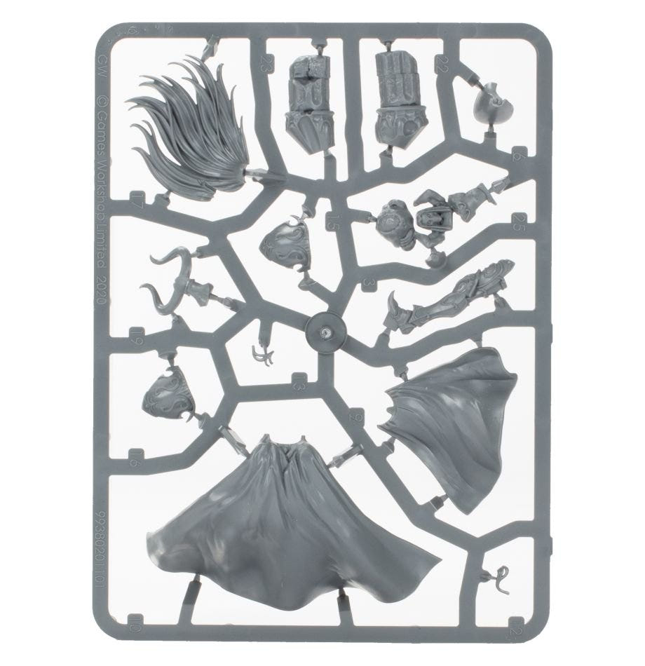 Sigvald Prince of Slaanesh unpainted plastic sprue, frame 2 of 2