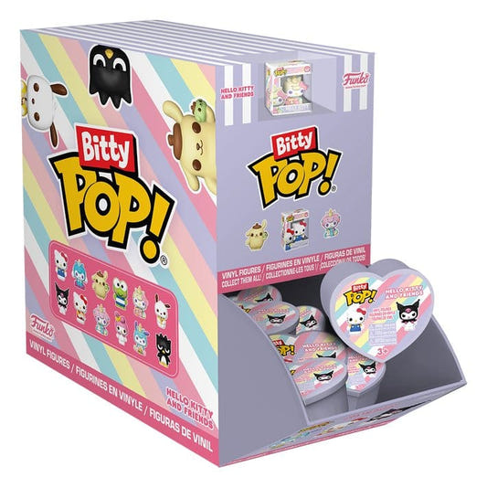 Funko Hello Kitty and Friends Bitty Pop! Hearts counter display box with pastel heart-shaped packs