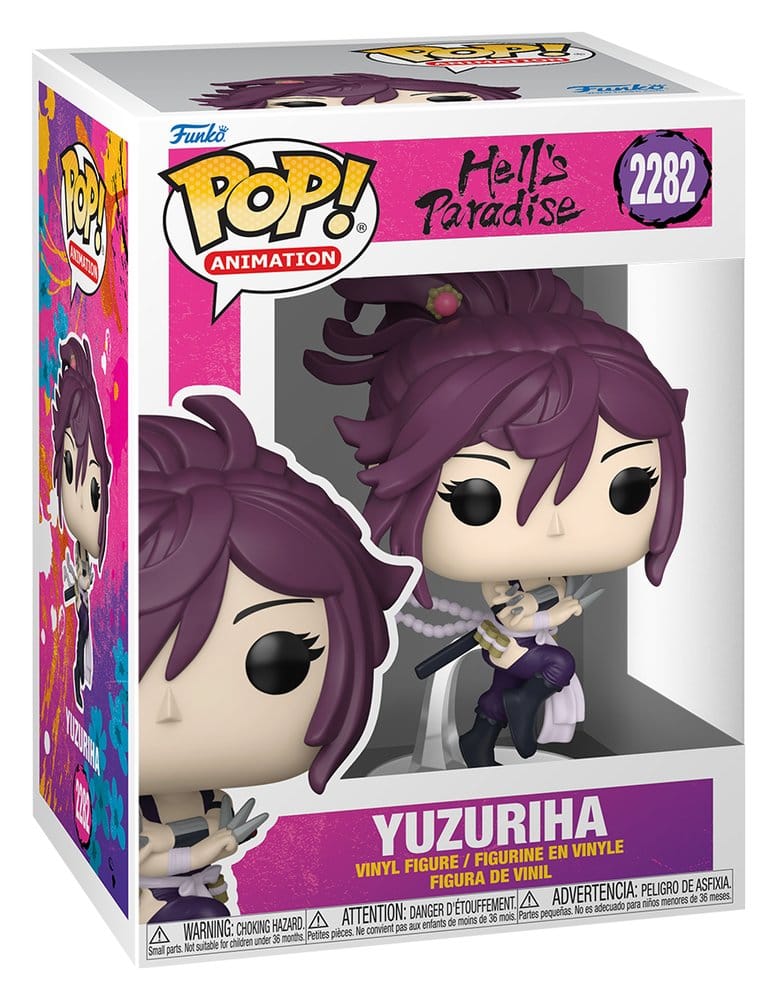 Hell's Paradise Funko POP! Animation 2282 Yuzuriha vinyl figure shown in its window display box