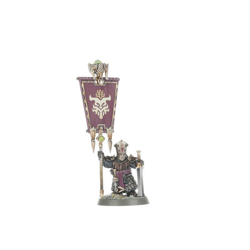 Painted Infernal Cohort standard bearer with purple Hashut banner