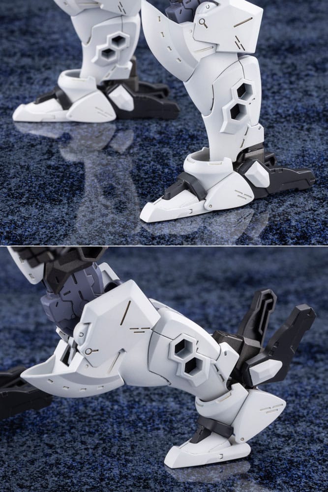 Close-up of Hexa Gear Bulkarm Osteon white leg and foot articulation