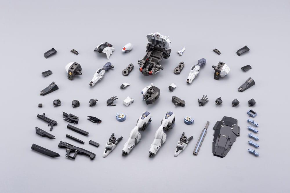 Bulkarm Osteon kit parts laid out, including armour, weapons and inner frame