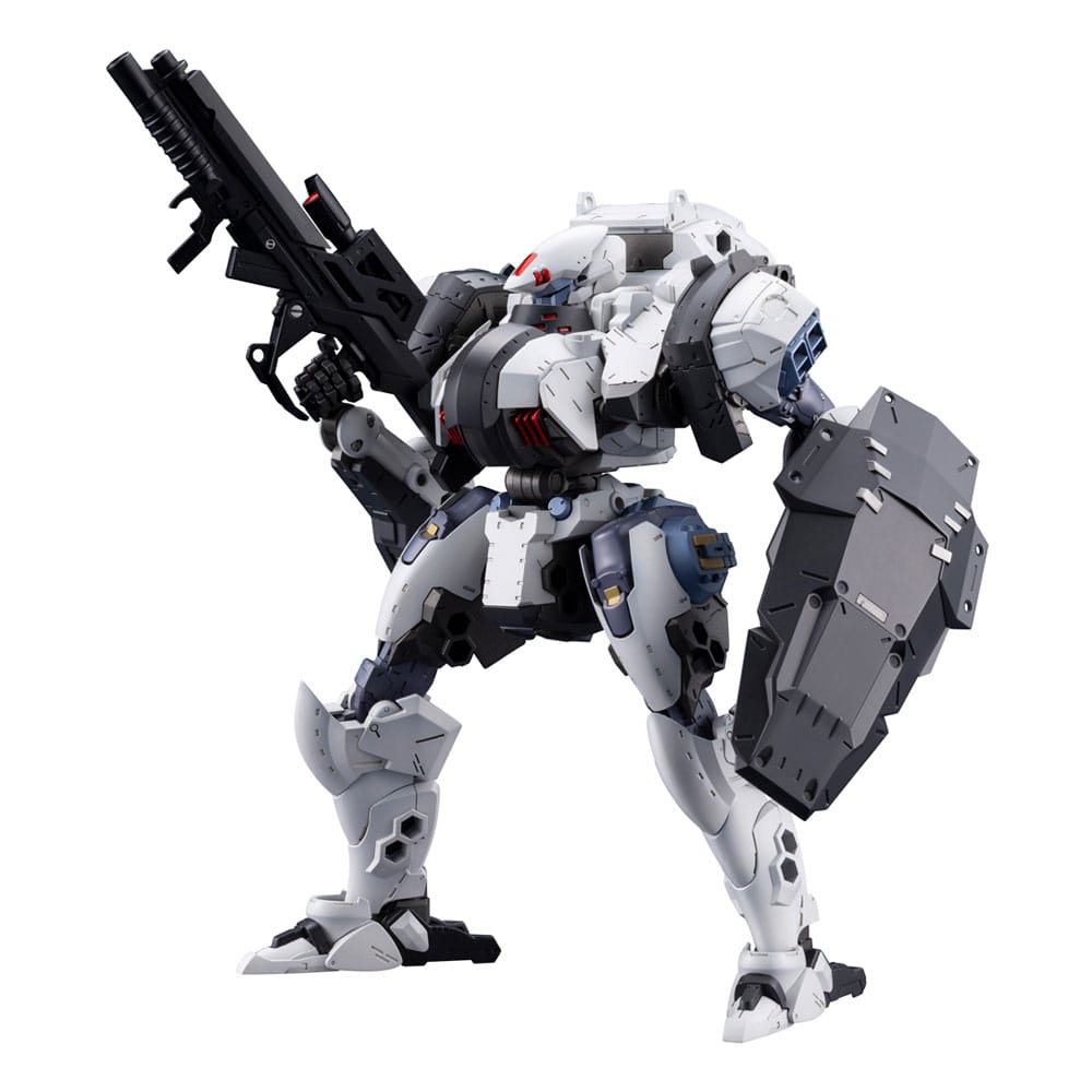 Kotobukiya Hexa Gear Bulkarm Osteon kit in white armour with carbine and large shield