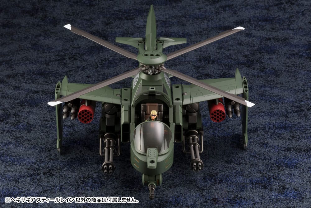 Hexa Gear Steelrain overhead front view with pilot in cockpit and rotor spread