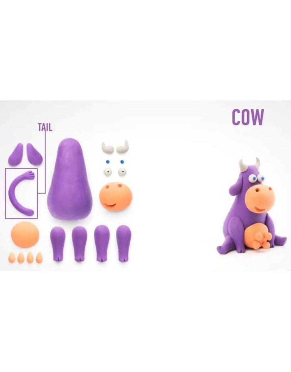 HEY CLAY Claymates Animals - Cow (3 Cans) - Loaded Dice