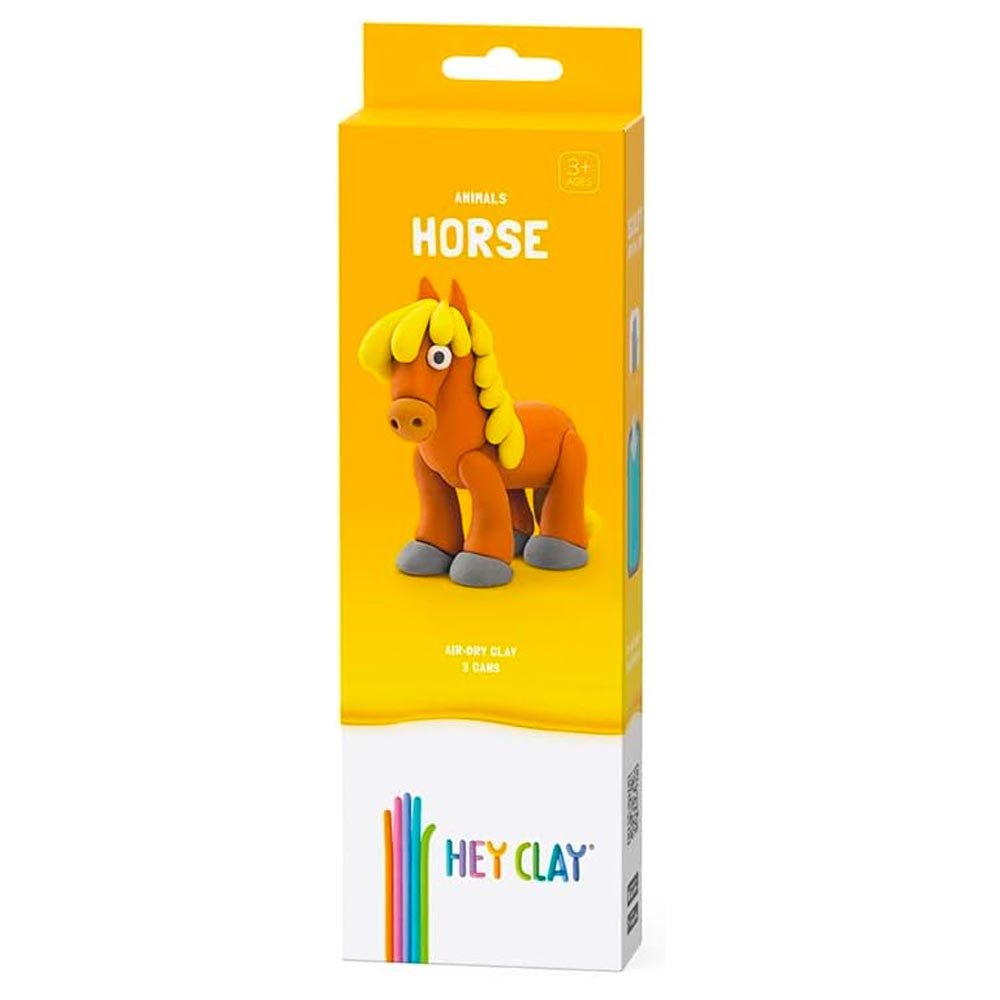 Hey Clay Claymates Animals Horse box showing the finished orange horse with yellow mane