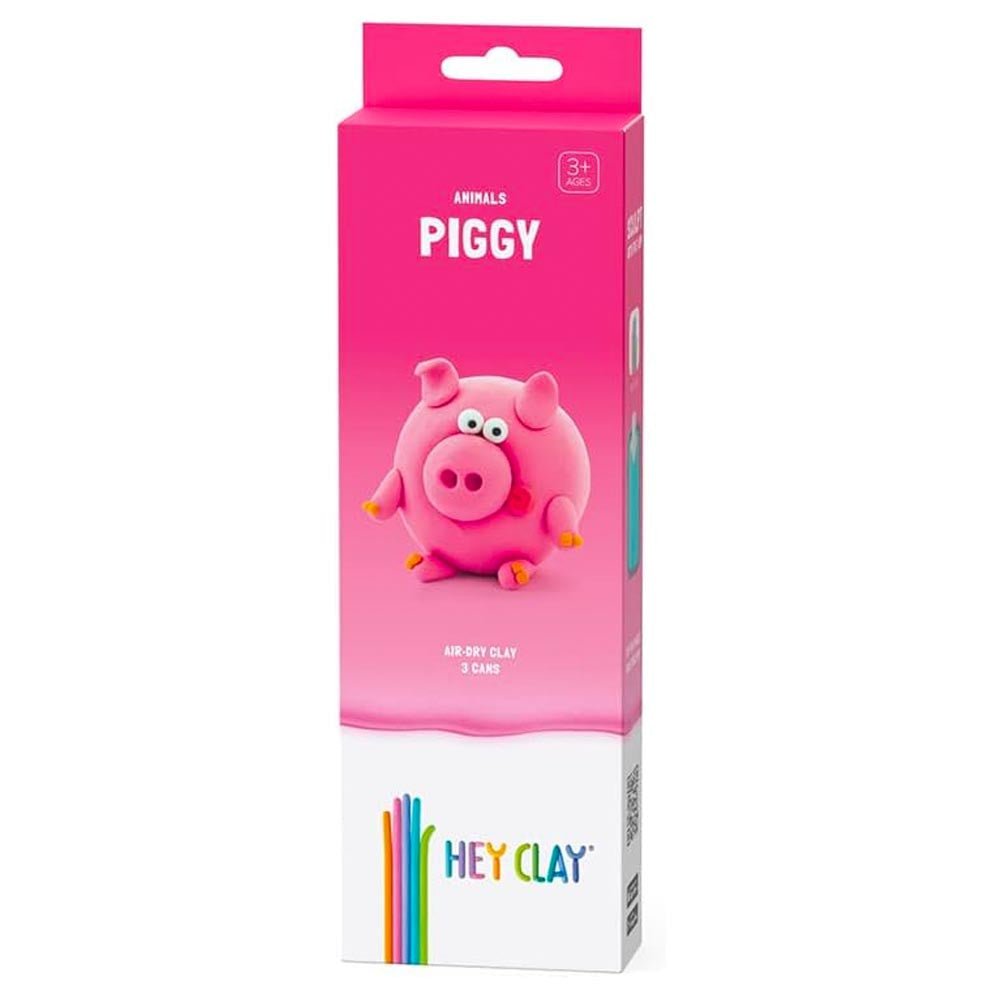 Hey Clay Claymates Animals Piggy box, pink packaging with the finished clay pig pictured