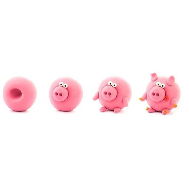 Hey Clay Piggy build stages from pink clay ball to finished pig