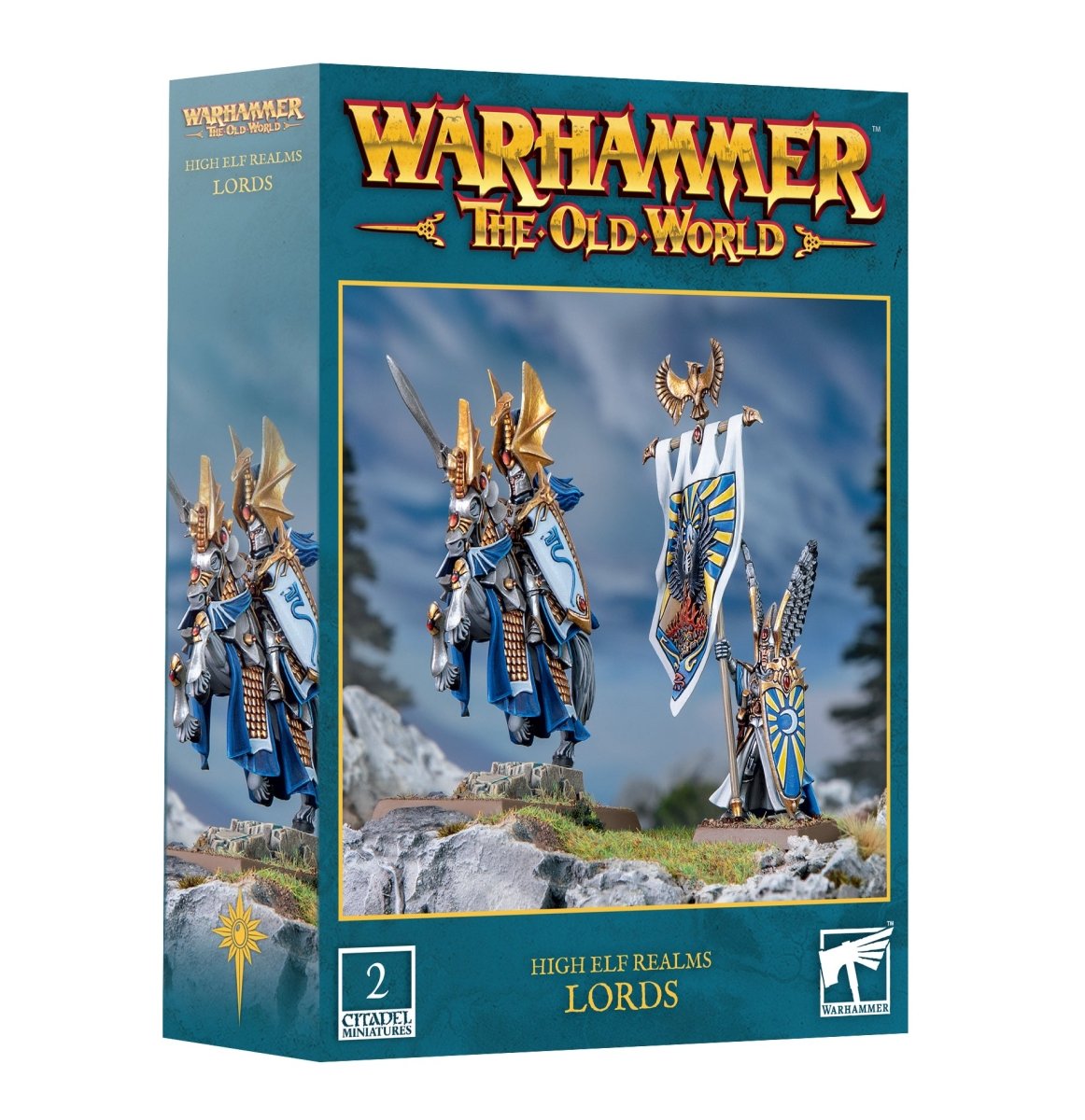 Warhammer: The Old World High Elf Realms Lords box with two elven commanders
