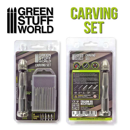 Green Stuff World Carving Tool set with 10 Chisel tips - Loaded Dice