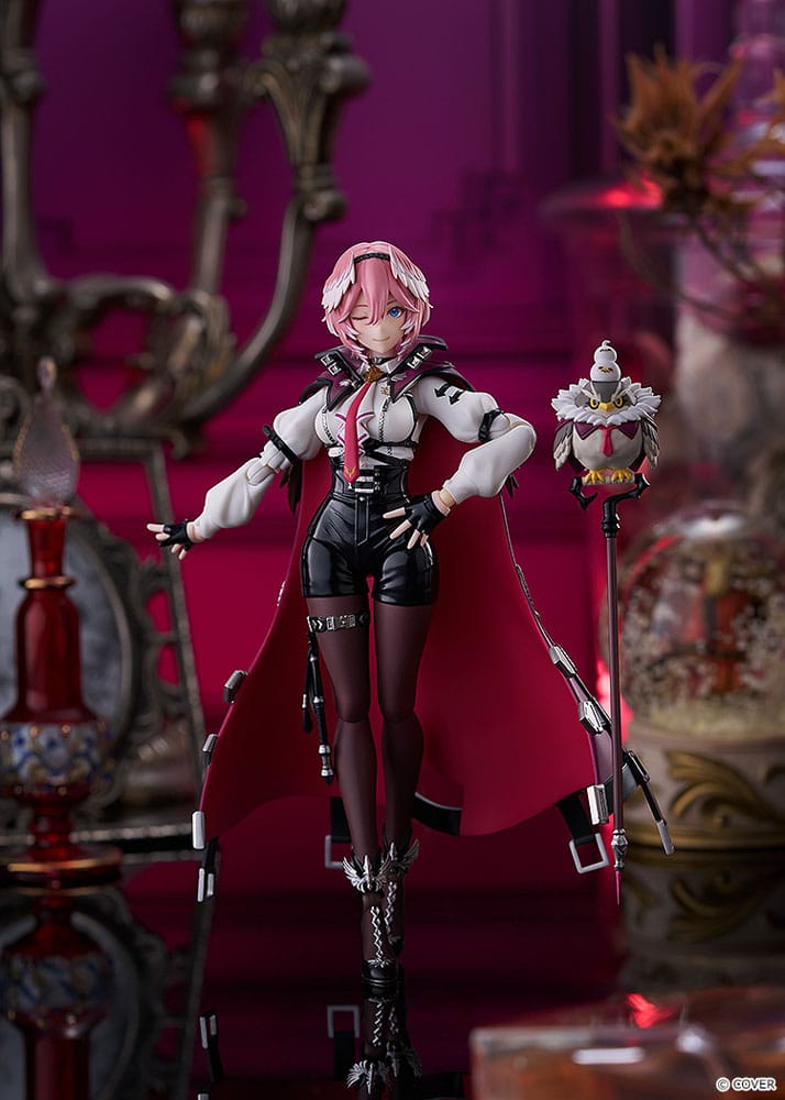 figma Takane Lui with cape and staff in an ornate crimson room scene, hololive production