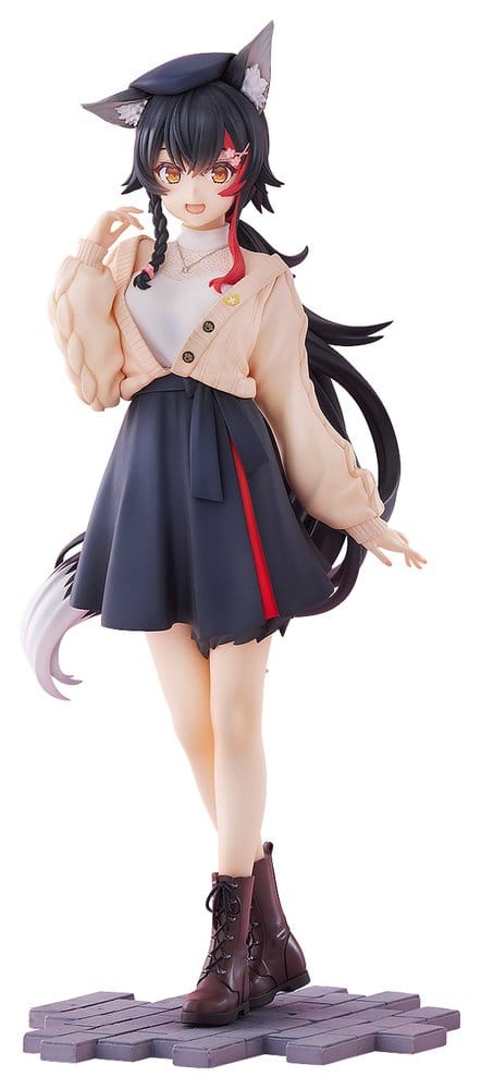 Good Smile Company Ookami Mio Date Style 1/7 figure in cream cardigan, navy skirt and boots