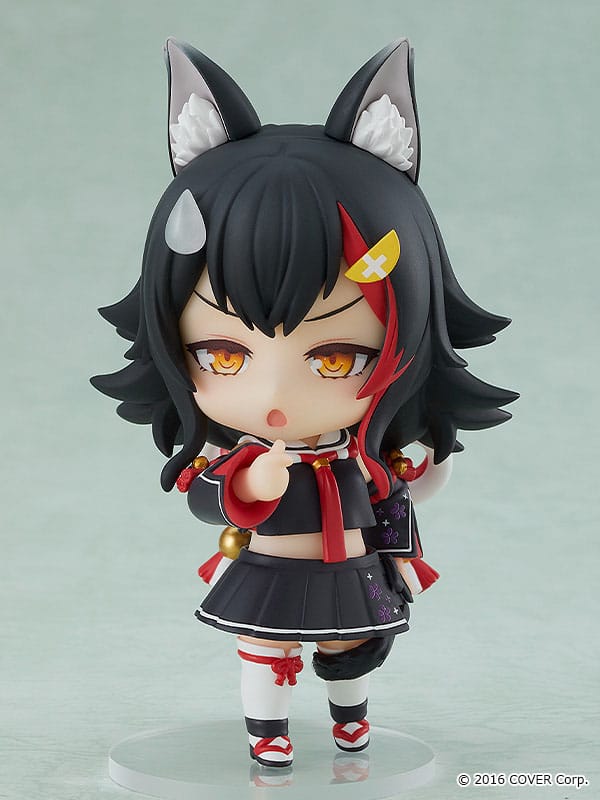 Ookami Mio Nendoroid with sweat drop part and exasperated tsukkomi face