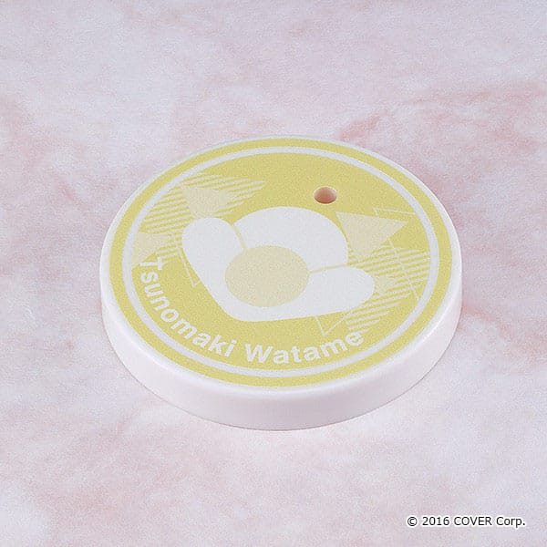 Tsunomaki Watame Nendoroid round display base printed with her name and emblem