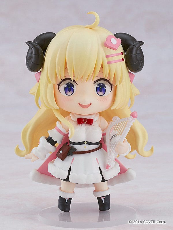 Tsunomaki Watame Nendoroid grinning while holding her harp, Hololive 4th Gen figure