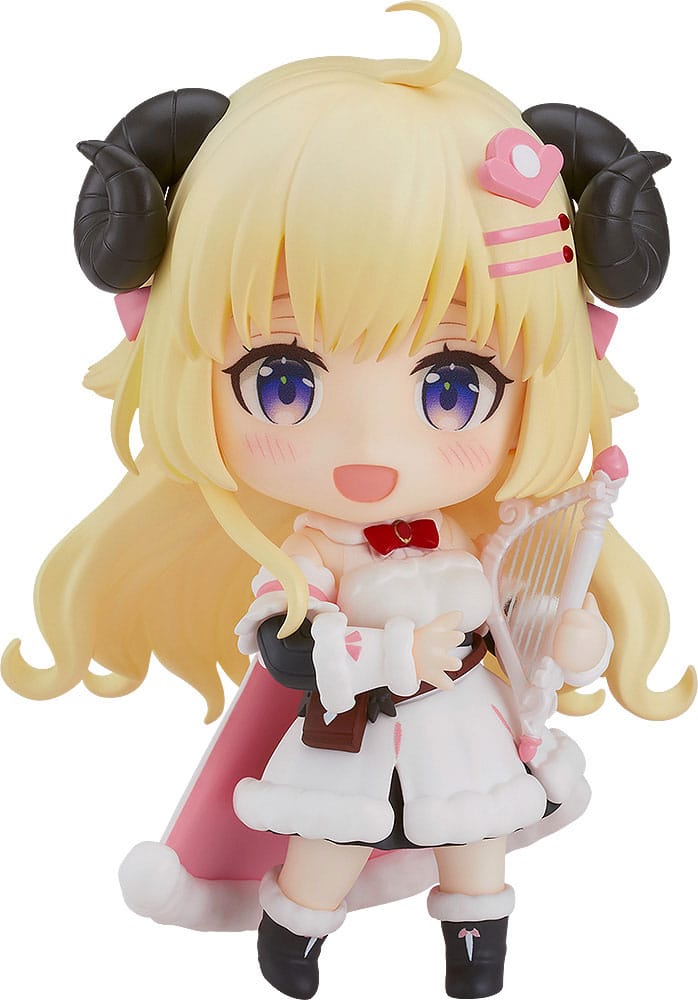Tsunomaki Watame Nendoroid by Good Smile Company with sheep horns, holding a small harp