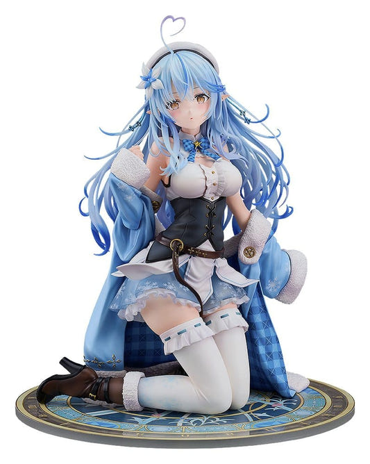 Max Factory Hololive Yukihana Lamy 1/6 figure kneeling on round snowflake base, front view on white