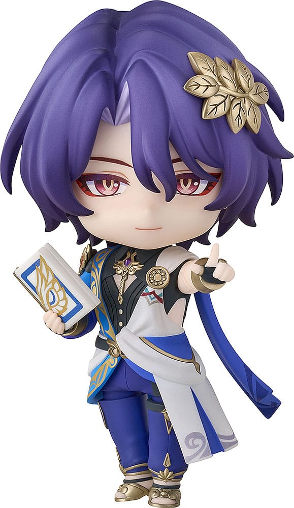 Good Smile Company Honkai: Star Rail Dr. Ratio Nendoroid holding the Book of Truth, on white
