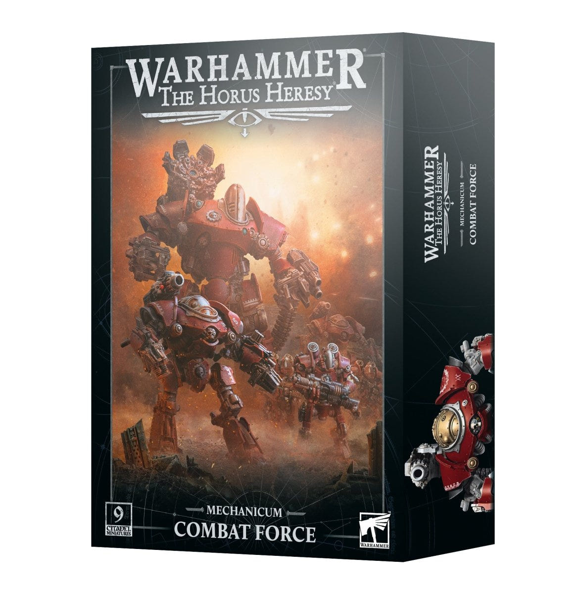 Games Workshop Horus Heresy Mechanicum Combat Force box front showing red battle-automata