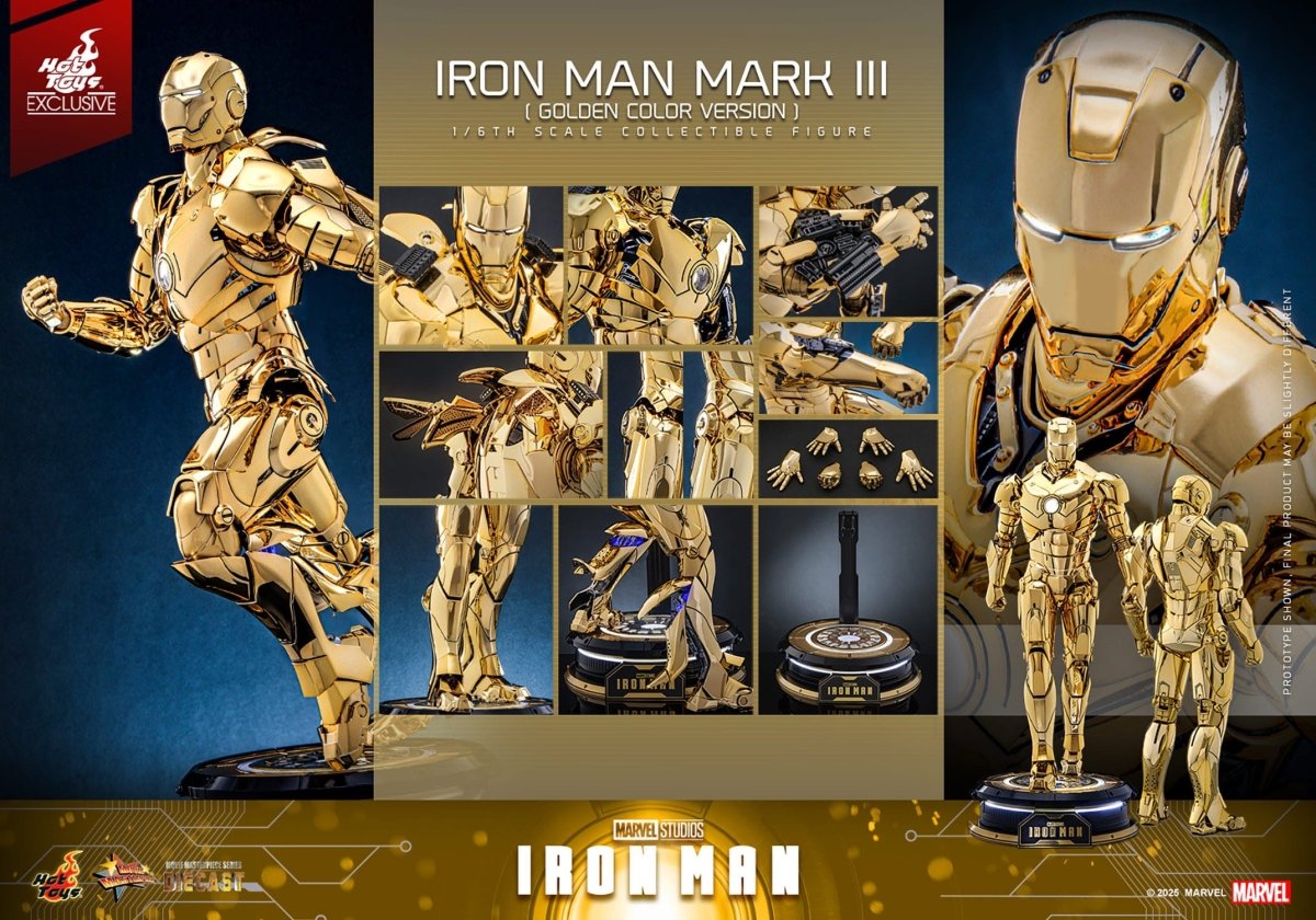 Hot Toys Iron Man: Movie Masterpiece Iron Man Mark III (Gold Color Version) 33cm - Loaded Dice