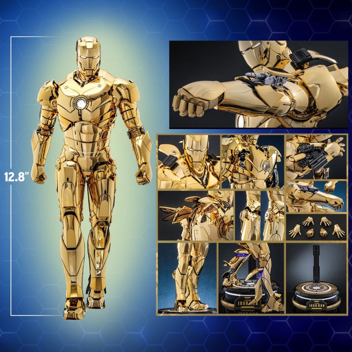 Hot Toys Iron Man: Movie Masterpiece Iron Man Mark III (Gold Color Version) 33cm - Loaded Dice