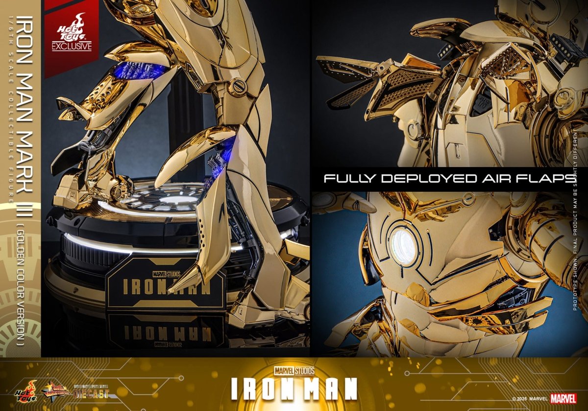Hot Toys Iron Man: Movie Masterpiece Iron Man Mark III (Gold Color Version) 33cm - Loaded Dice