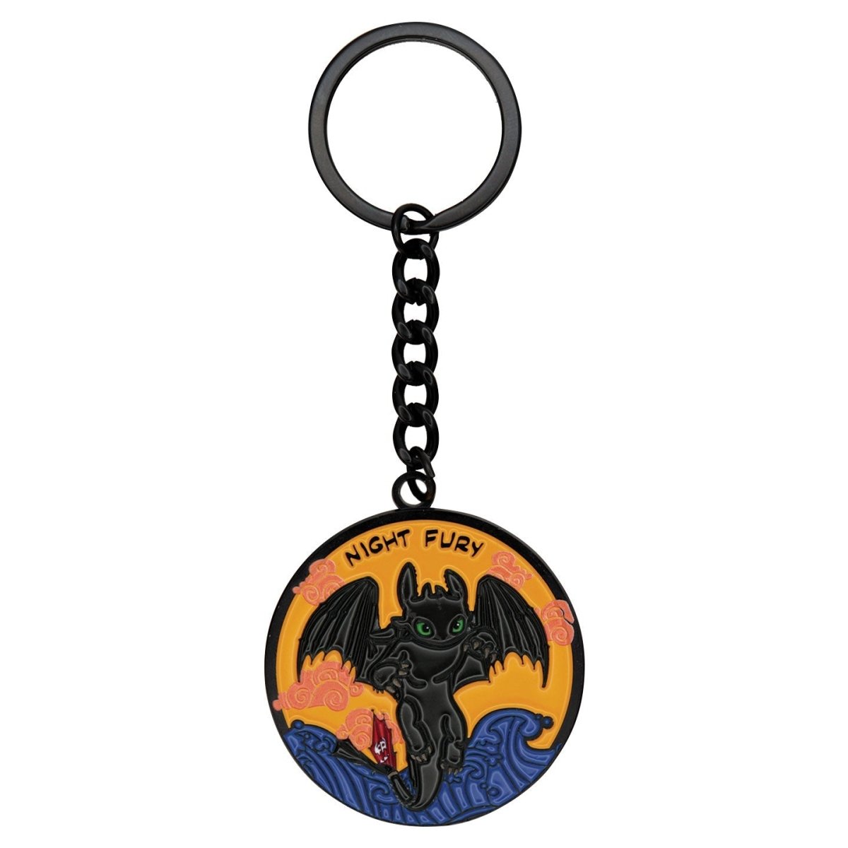 Fanattik How to Train Your Dragon Night Fury enamel keyring, front design close-up