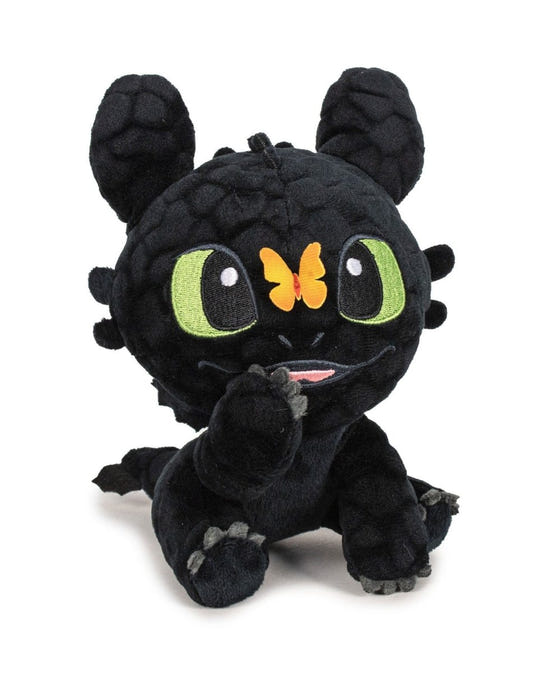 How to Train Your Dragon Toothless 18cm plush with an orange butterfly on his nose