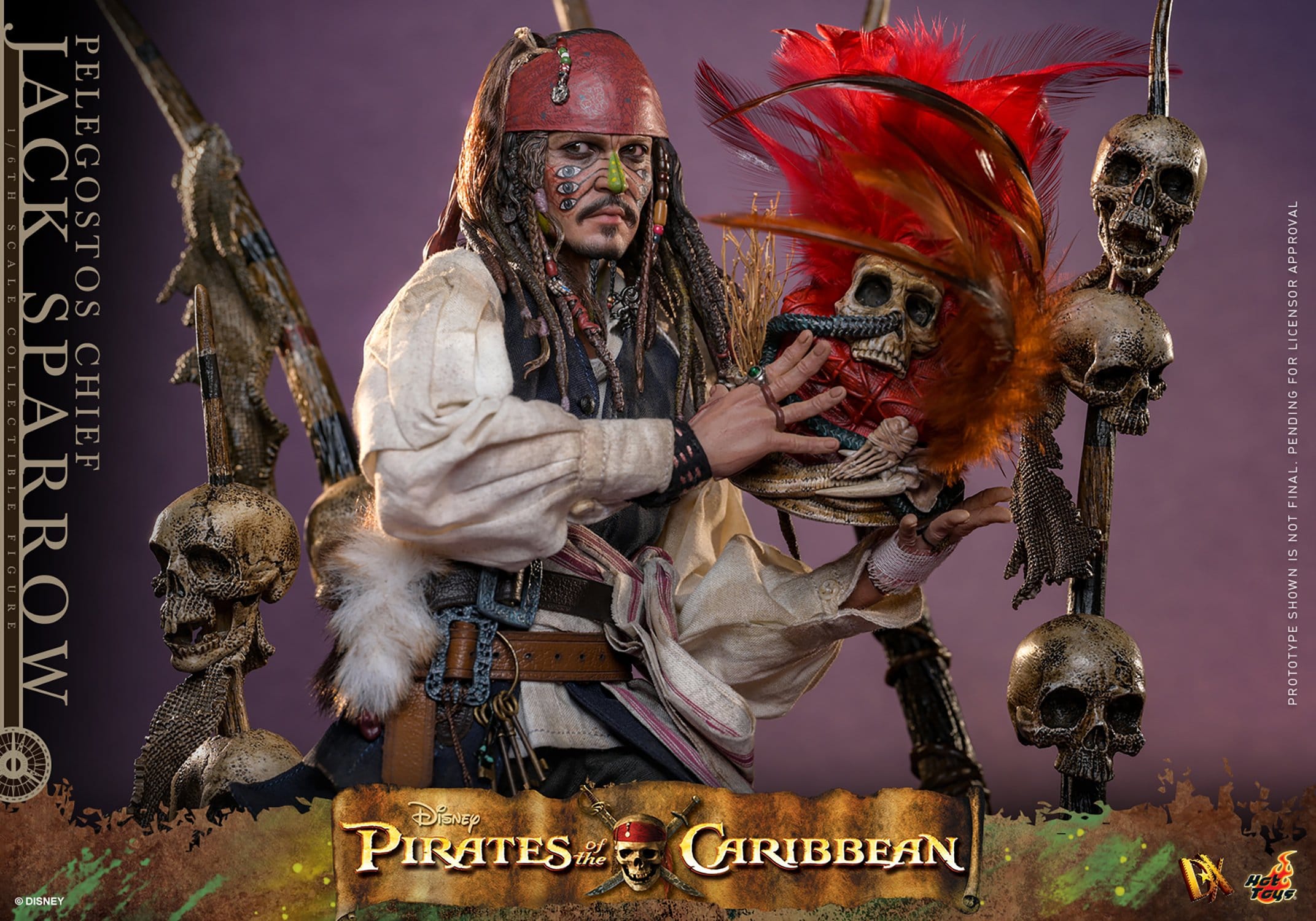 Hot Toys Pirates of the Caribbean: Dead Man's Chest Pelegostos Chief Jack Sparrow 30cm - Loaded Dice