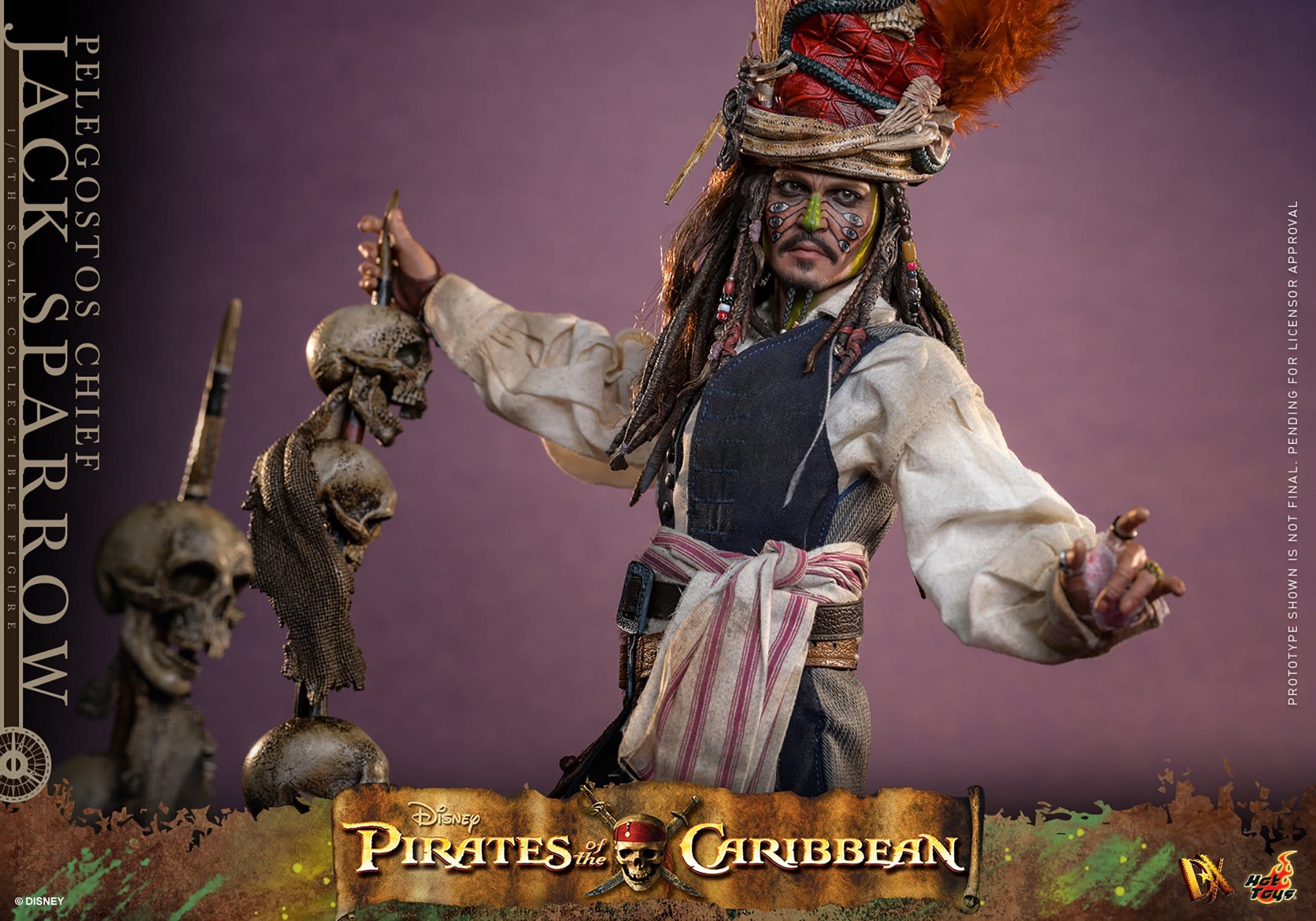 Hot Toys Pirates of the Caribbean: Dead Man's Chest Pelegostos Chief Jack Sparrow 30cm - Loaded Dice