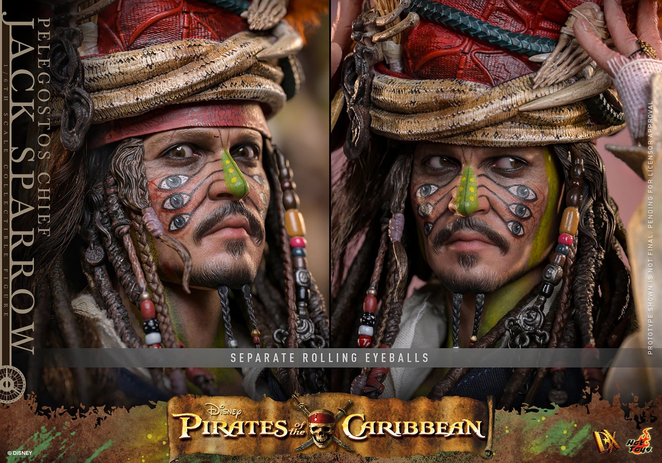 Hot Toys Pirates of the Caribbean: Dead Man's Chest Pelegostos Chief Jack Sparrow 30cm - Loaded Dice
