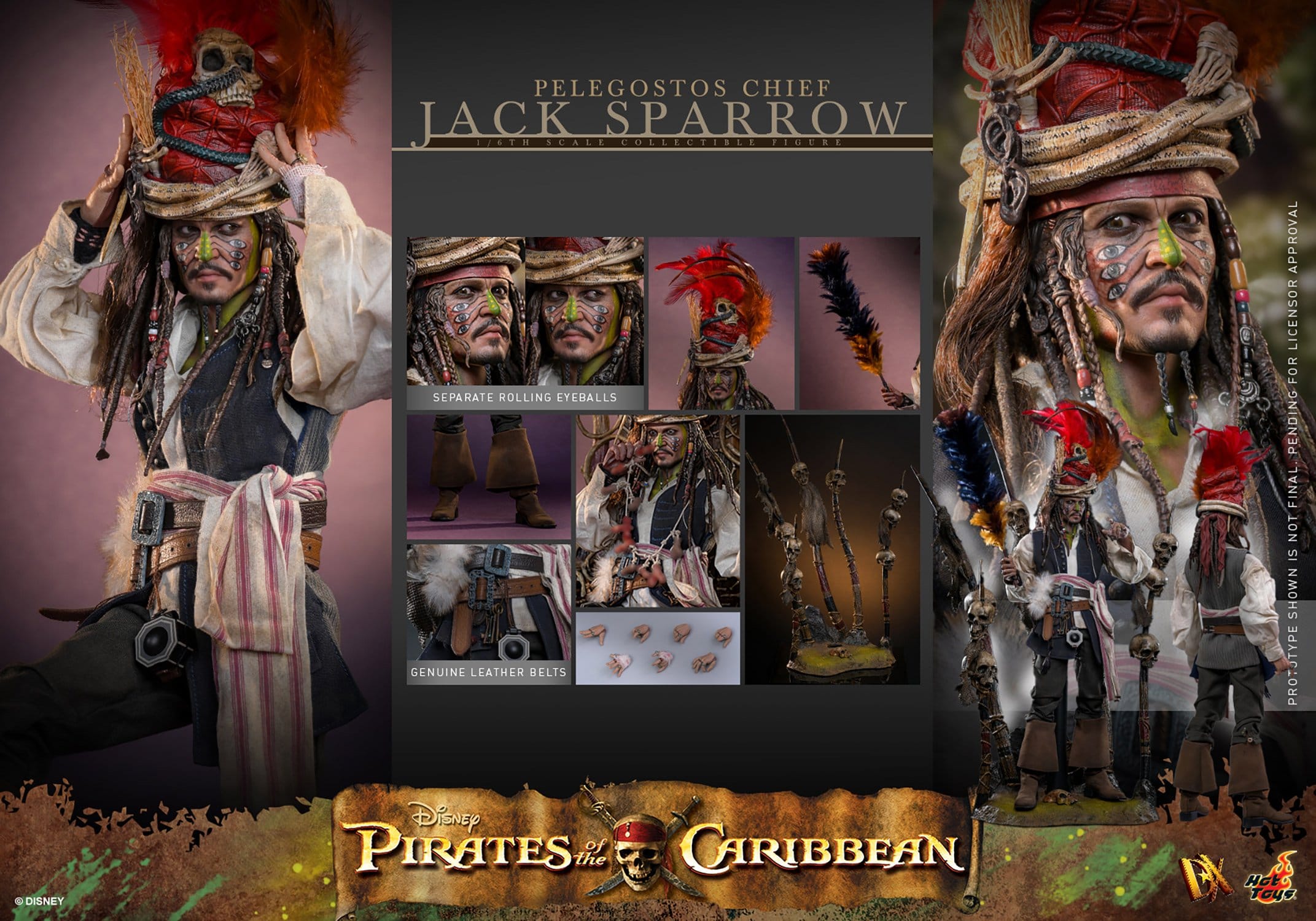 Hot Toys Pirates of the Caribbean: Dead Man's Chest Pelegostos Chief Jack Sparrow 30cm - Loaded Dice