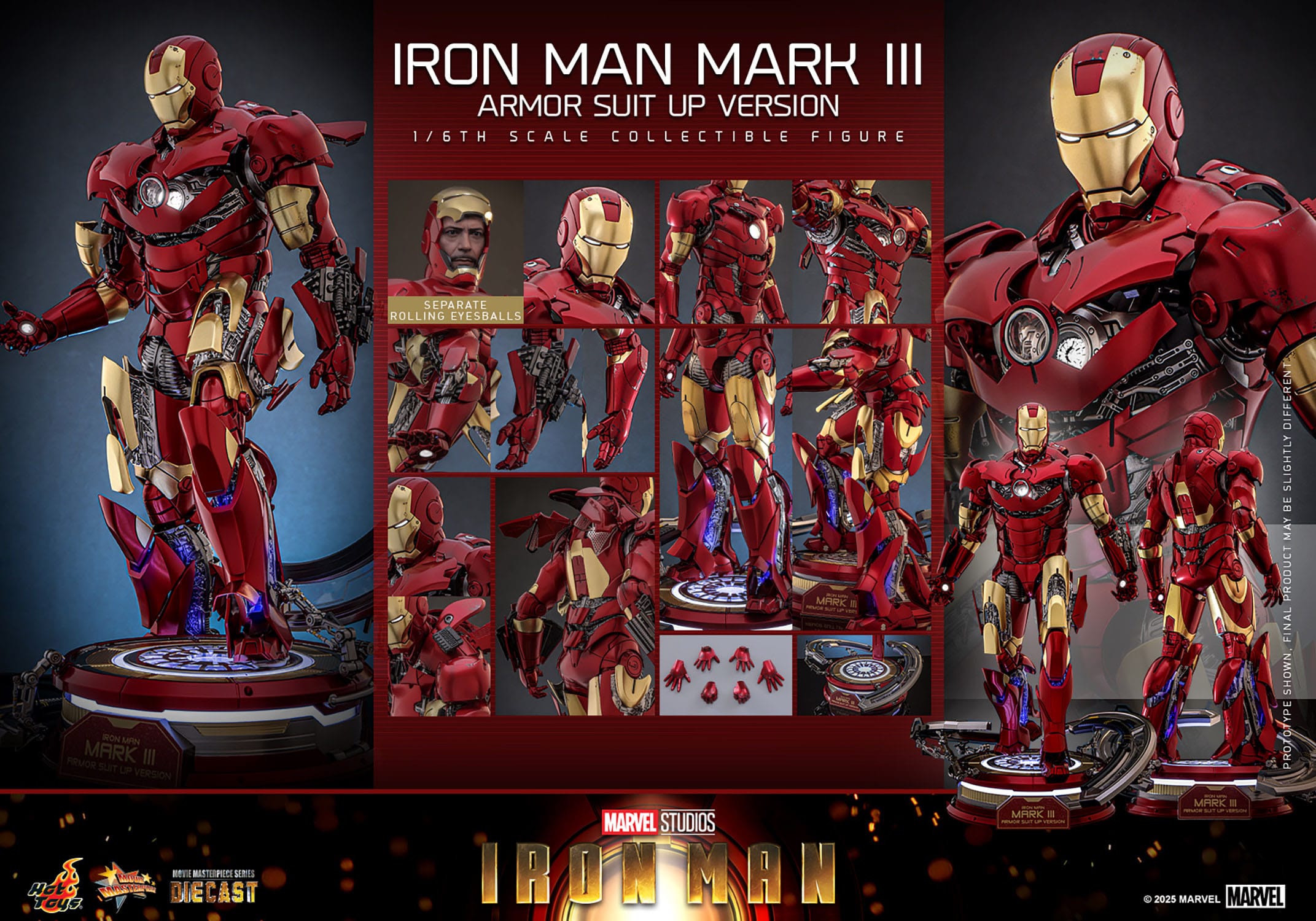 Hot Toys Iron Man: Movie Masterpiece Iron Man Mark III (Armor Suit Up Version) 32cm - Loaded Dice