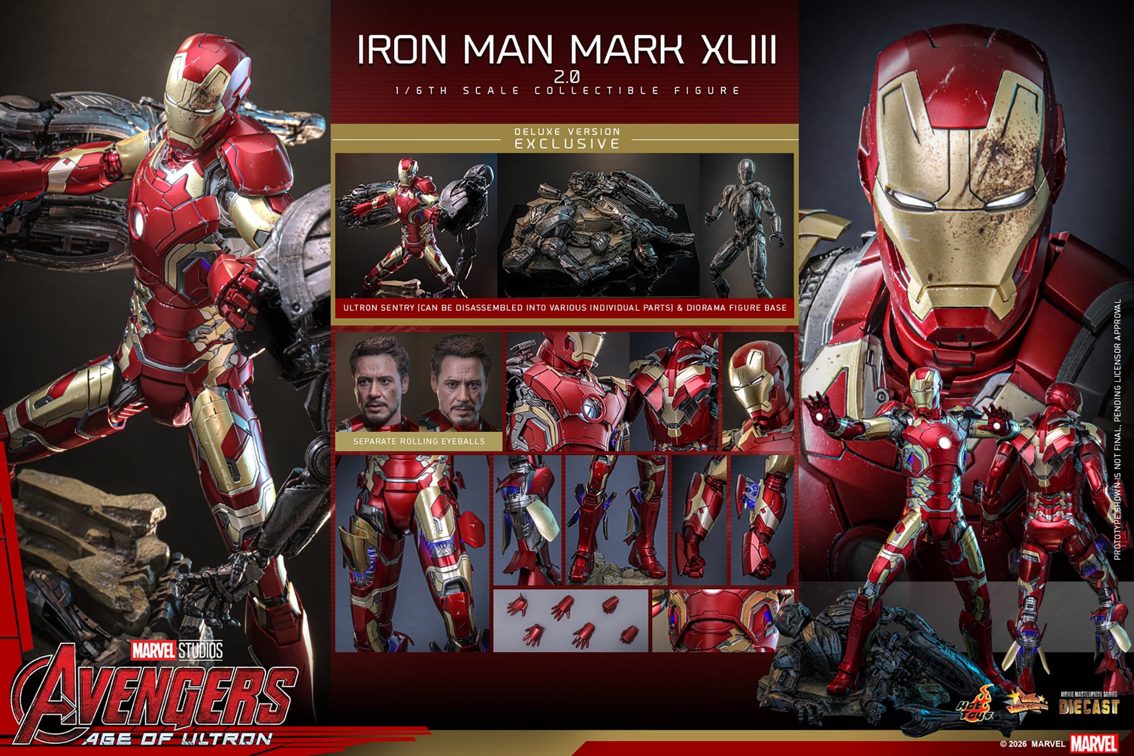 Hot Toys Iron Man: Age of Ultron Movie Masterpiece Iron Man Mark XLIII (2.0) (Deluxe Version) 32cm - Loaded Dice