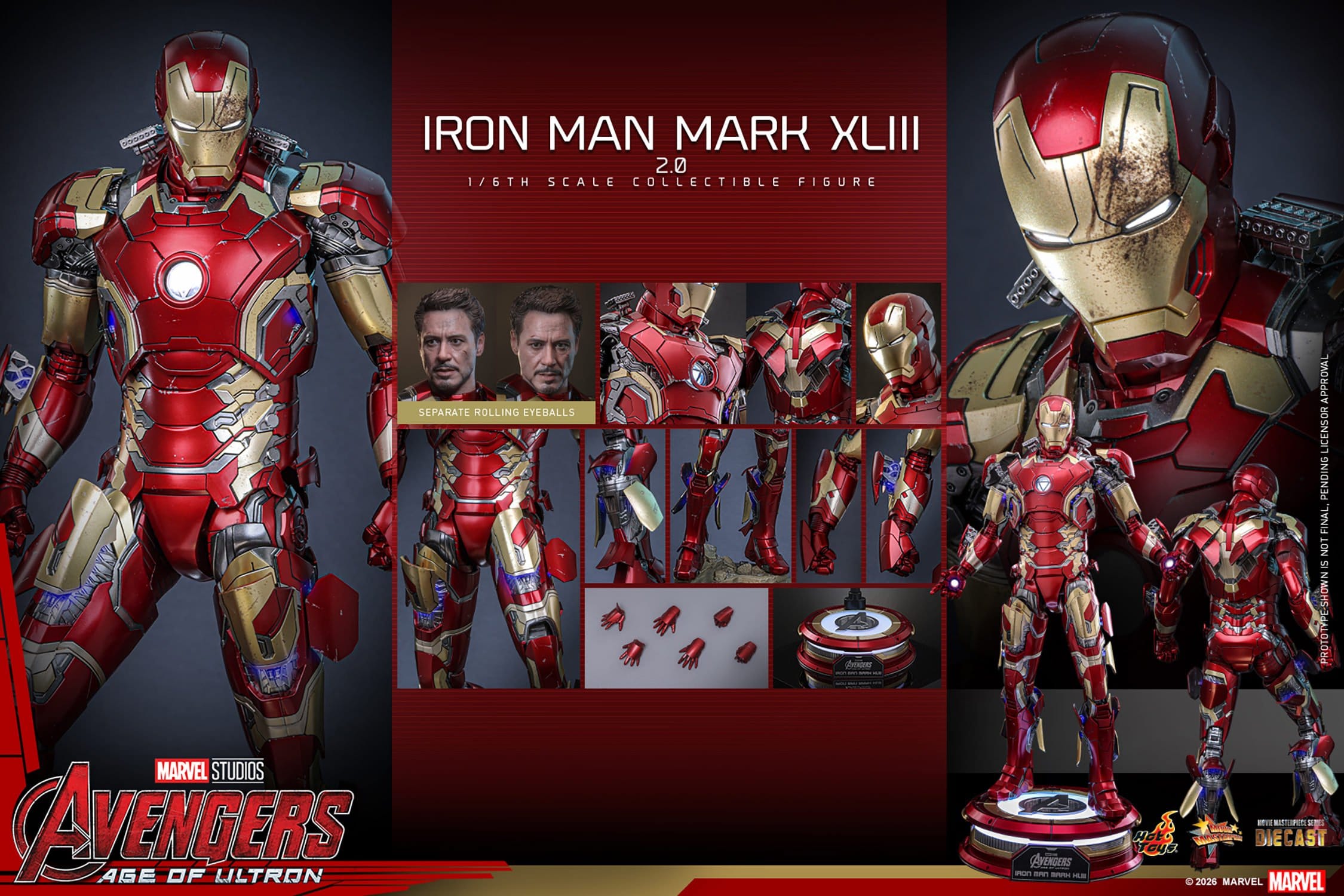 Hot Toys Iron Man: Age of Ultron Movie Masterpiece Iron Man Mark XLIII (2.0) 32cm - Loaded Dice