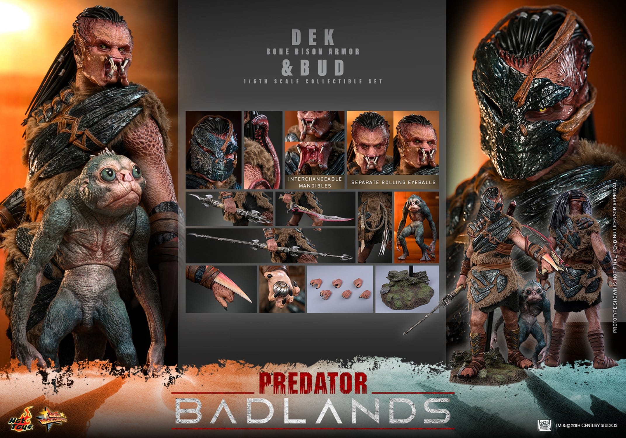 Hot Toys Predator: Badlands Masterpiece 2-Pack 1/6 Dek (Bone Bison Armor) and Bud 31cm - Loaded Dice