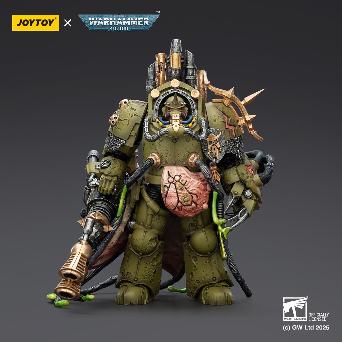 Joy Toy Warhammer 40k: Death Guard Lord of Virulence with Power Fist and Twin Plague Spewer 14cm - Loaded Dice