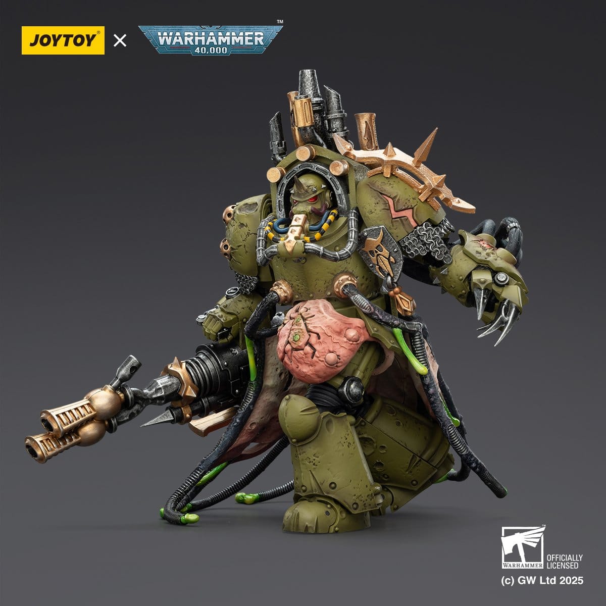 Joy Toy Warhammer 40k: Death Guard Lord of Virulence with Power Fist and Twin Plague Spewer 14cm - Loaded Dice