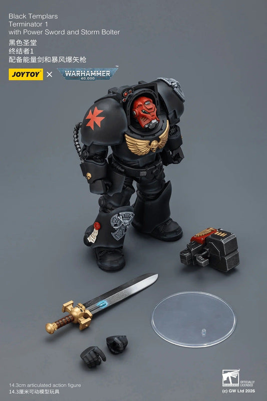 Joy Toy Warhammer 40k: Black Templars Terminator 1 with Power Sword and Storm Bolter 14cm - Loaded Dice