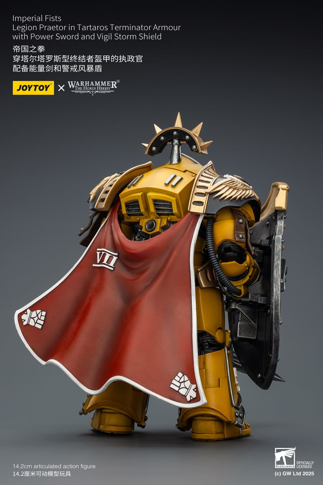Joy Toy Warhammer The Horus Heresy: Imperial Fists Action Figure Legion Praetor in Tartaros Terminator Armourwith Power Sword and Vigil Storm Shield 14cm - Loaded Dice