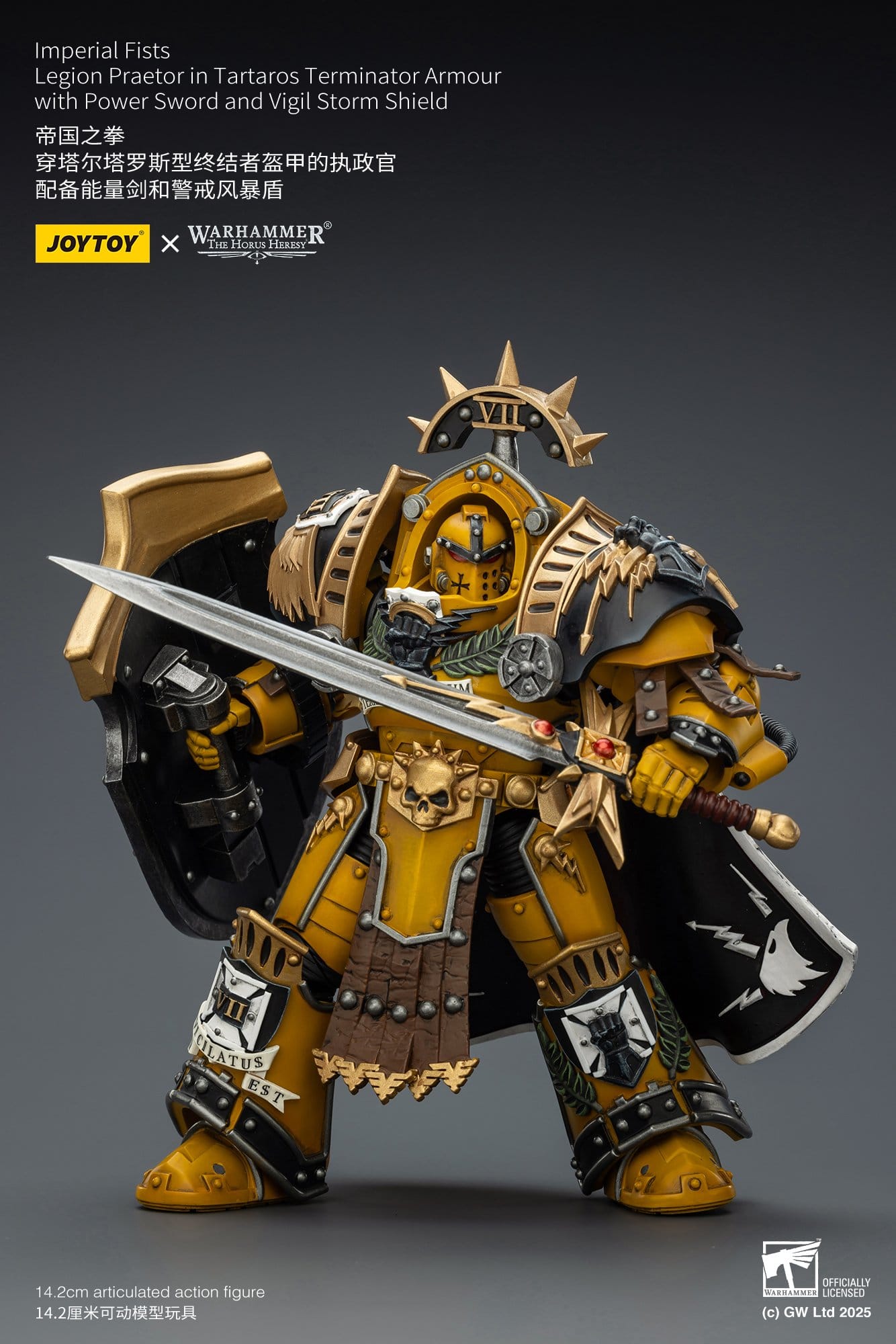 Joy Toy Warhammer The Horus Heresy: Imperial Fists Action Figure Legion Praetor in Tartaros Terminator Armourwith Power Sword and Vigil Storm Shield 14cm - Loaded Dice