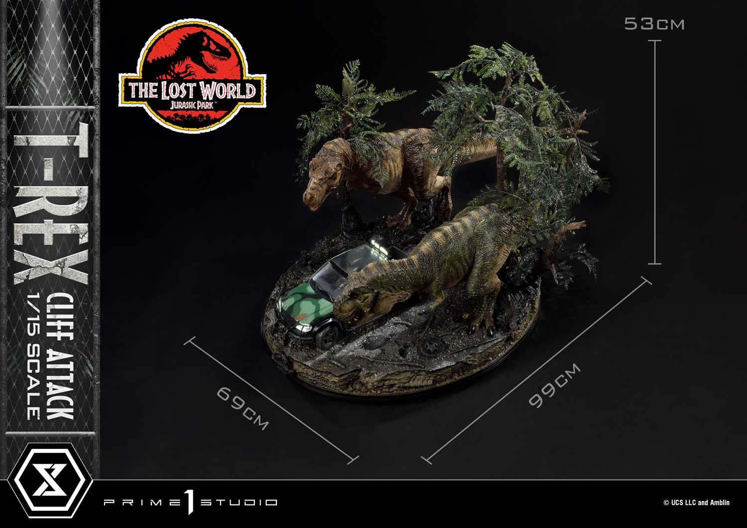 Jurassic World: The Lost World Statue 1/15 T-Rex Cliff Attack 53 cm - Loaded Dice
