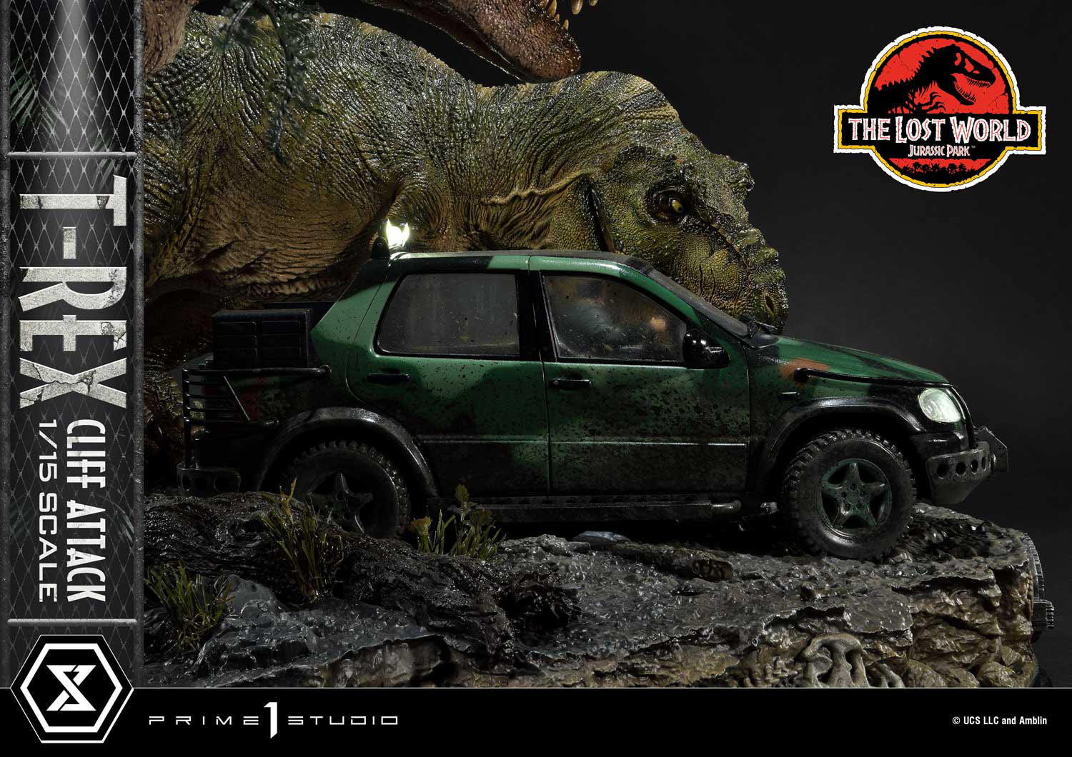 Jurassic World: The Lost World Statue 1/15 T-Rex Cliff Attack 53 cm - Loaded Dice